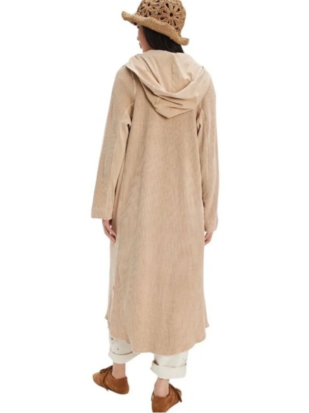 Free People FP One Landon Cotton Knit Maxi Sweater Jacket Long Cardigan Duster